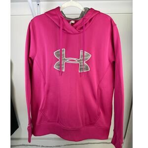 Under Armour Storm Cold Gear Women's Camo Logo Hoodie Sweatshirt Pink Size Large